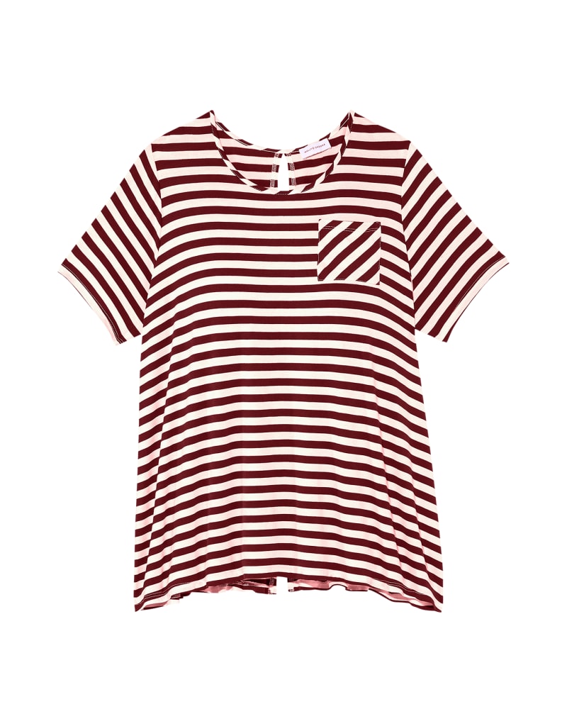 Front of plus size Casey Short Sleeve Split Back Tee by Molly&Isadora | Dia&Co | dia_product_style_image_id:122810